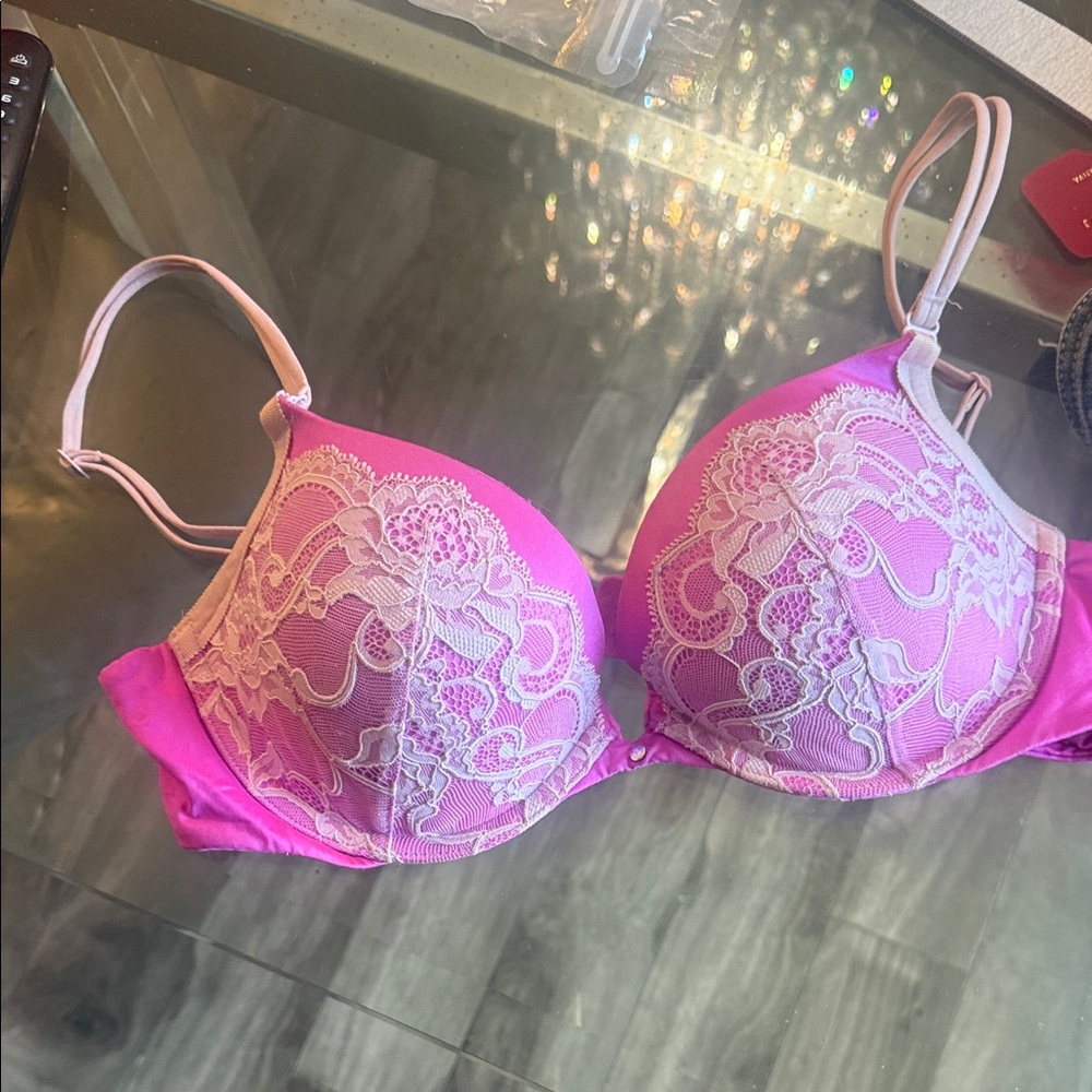 Victoria's Secret Pink and White Lace Bra